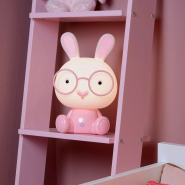 Lucide Dodo Rabbit - lampe enfant - 30 cm - 3W LED dimmable inclus - rose