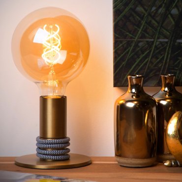 Lucide Marit - lampe à poser - Ø 10 x 12 cm - laiton satiné