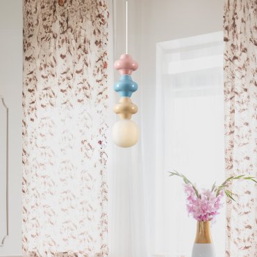 Nova Luce Clio - lampe suspendue - Ø 18 x 240 cm - rose, bleu, jaune, blanc et verre opale