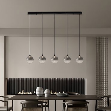 Nova Luce Orenda - lampe suspendue - 120 x 180 x 16 cm - 20W dimmable LED inclus - noir mat et verre fumé