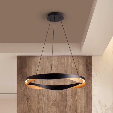 Nova Luce Radon - lampe suspendue - Ø 65 x 160 cm - 53W dimmable LED inclus - noir mat et or