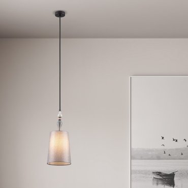 Nova Luce Damo - lampe suspendue - Ø 22 x 160 cm - noir mat, gris et brun