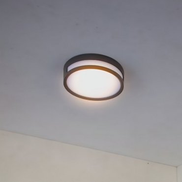 Lutec Rola - plafonnier/mural extérieur - Ø 18,3 x 4,8 cm - 13W LED inclus - IP54 - noir