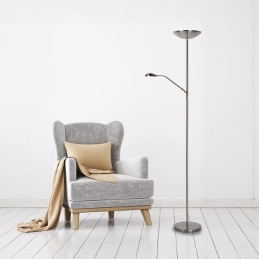 Lucide Zenith - lampadaire avec liseuse - 180 cm - 20W + 4W LED dimmable inclus - chrome mat