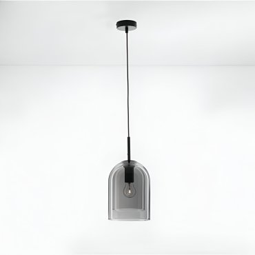 Nova Luce Velor - lampe suspendue - Ø 18 x 240 cm - verre fumé et noir