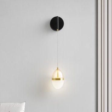 Nova Luce Egna - applique murale - Ø 12 x 48 cm - 13W LED inclus - opale, verre cognac, or et noir