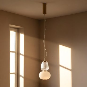 Nova Luce Movil - lampe suspendue - Ø 17 x 120 cm - 18W dimmable LED inclus - or, transparent et opale