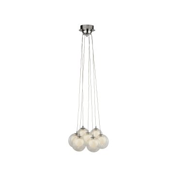 Searchlight Cluster - lampe suspendue - 39 x 35,5 x 120 cm - 7 x 2W LED dimmable inclus - chrome et transparent