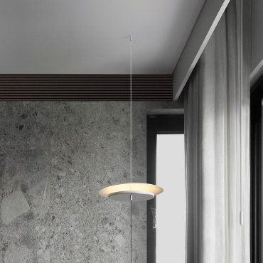 Nova Luce Olos - lampe suspendue - 35 x 370 x 10 cm - 21W dimmable LED inclus - blanc sablé et miroir chromé