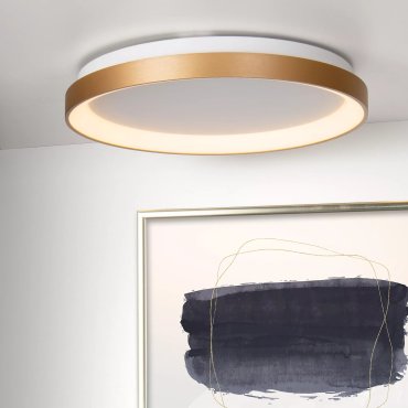 Lucide Vidal - plafonnier - Ø 48 x 6 cm - 38W LED inclus - or mat/laiton.