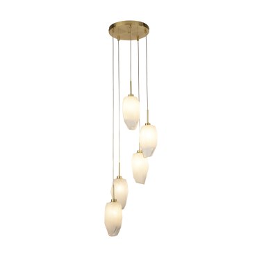 Searchlight Rocky - lampe suspendue - Ø 32 x 120 cm - laiton satiné et blanc