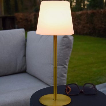 Lucide Tyon - lampe de table rechargeable - Ø 15 x 41 cm - 2W dimmable LED inclus - IP65 - or