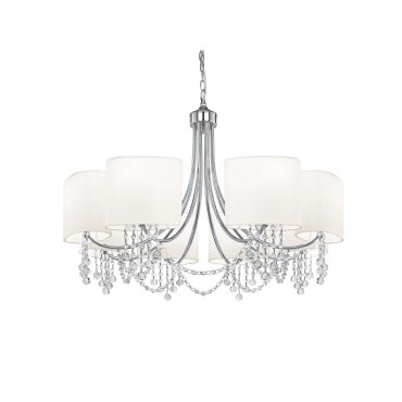 Searchlight Nina - lustre - Ø 75 x 106 cm - chrome et blanc
