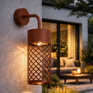 Nova Luce Motley - applique murale extérieure - Ø 10 x 175 cm - 9W LED inclus - IP65 - corten