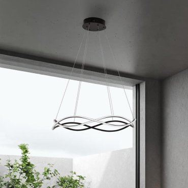 Nova Luce Jinal – suspension – Ø 80 x 120 cm – LED 57W dimmable inclus – noir sable