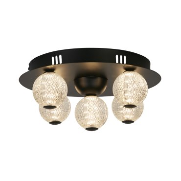 Searchlight Asteroid - plafonnier - Ø 33 x 16 cm - 21W LED dimmable inclus - noir