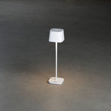 Konstsmide Capri Mini - lampe de table d'extérieur - 7 x 7 x 25 cm - 2,2W dim to warm LED inclus - rechargeable - IP54 - blanc