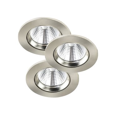 Nordlux Fremont - set de 3 - Ø 85 mm, Ø 72 mm encastré - 5,5W LED dimmable inclus - IP23 - acier brossé