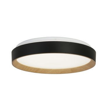 Searchlight Sorrento - plafonnier avec télécommande - Ø 38 x 8 cm - 24W LED dimmable inclus - noir et effet bois