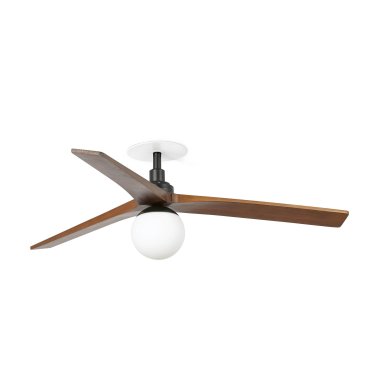 Faro Klim M - ventilateur de plafond avec lumière et rosace encastrée - Ø 125 cm - noir mat et noyer foncé