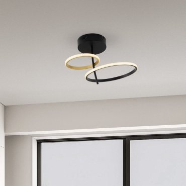Nova Luce Imar - plafonnier - Ø 51 x 29 cm - 30W dimmable LED inclus - noir sablé et or