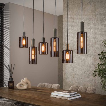 Vico Sepiora - lampe suspendue - 118 x 14 x 150 cm - brun sienne