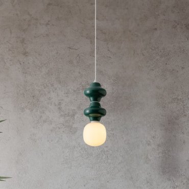 Nova Luce Clio - lampe suspendue - Ø 18 x 215 cm - jaspe, blanc et verre opale