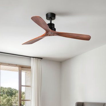 Faro Lantau L - ventilateur de plafond - Ø 132 cm - noir mat et noyer