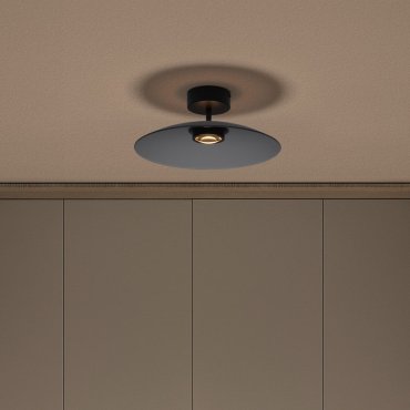 Nova Luce Polifemo - plafonnier - Ø 40 x 16 cm - 12W LED inclus - verre fumé et noir sablé