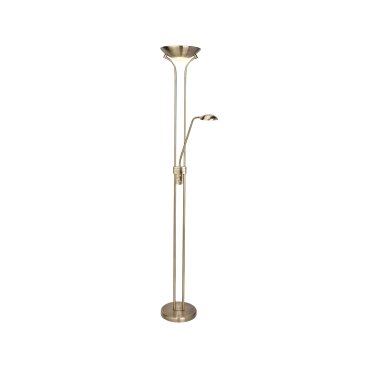 Searchlight Mother &amp; Child - lampadaire avec liseuse - Ø25,4 x 180 cm - 15,5W + 5W LED dimmable inclus - laiton antique