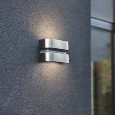Lutec Maya - applique murale extérieure - 18 x 6 x 11 cm - 15W LED inclus - IP44 - acier inoxydable