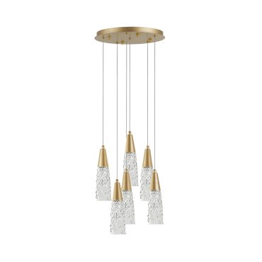 Nova Luce Kovac - lampe suspendue - Ø 35 x 180 cm - or brossé et transparent