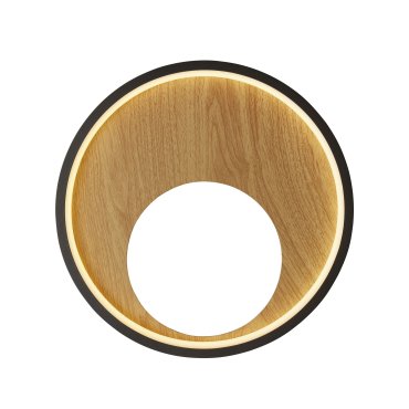 Searchlight Curio - applique murale - Ø 30 cm - 11W LED inclus - noir et bois