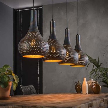 Vico perforé - lampe suspendue - 130 x 25 x 150 cm - noir brun