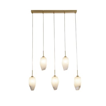 Searchlight Rocky - lampe suspendue - 78 x 120 cm - laiton satiné et blanc