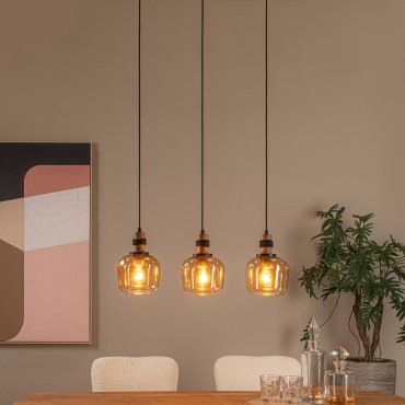Lucide Ilona - lampe suspendue 3L - 70 x 18 x 150 cm - noir
