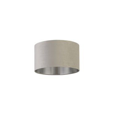 Searchlight Drum Shade - abat-jour - Ø 38 x 22 cm - gris clair et argent brossé