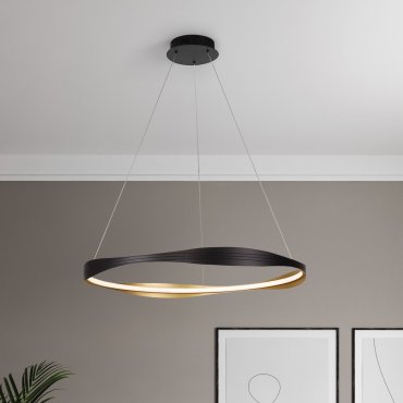 Nova Luce Dobi - lampe suspendue - Ø 80 x 120 cm - 40W dimmable LED inclus - noir sablé et or