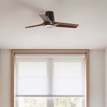 Faro Heywood Tub S - ventilateur de plafond avec lumière - Ø 90 - noir mat et noyer