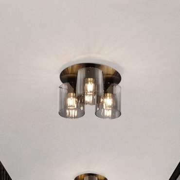 Nova Luce Mirbi - plafonnier - Ø 37 x 20 cm - noir sablé et verre fumé
