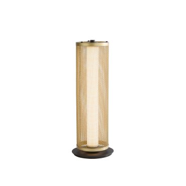 Searchlight Thread - lampe de table - Ø 13 x 35 cm - 3 niveaux de gradation - 12W LED inclus - or et noir mat