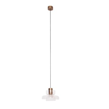 Maxlight Signature - lampe suspendue - Ø 22 x 215 cm - 8W LED inclus - laiton antique et transparent