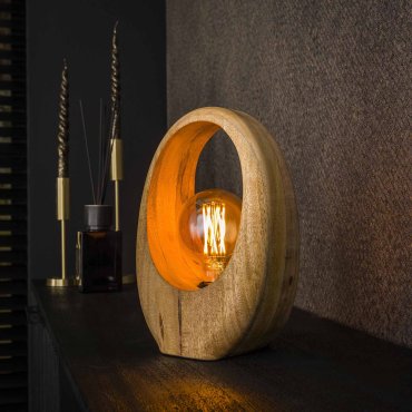 Vico Arch Wood - lampe à poser - 20 x 13 x 30 cm - brun