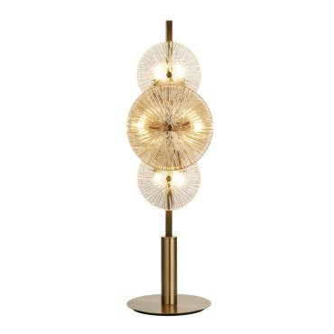 Searchlight Wagon - lampe à poser - Ø 20 x 66 cm - or, transparent et ambre