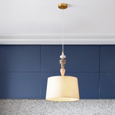 Nova Luce Damo - lampe suspendue - Ø 34 x 150 cm - laiton antique, orange doux et brun