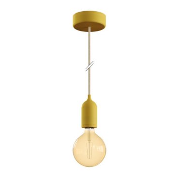 Creative Cables Eiva Pastel - suspension extérieure avec fixation plafond en silicone - Ø 12,5 x 164,5 cm - IP65 - jaune moutarde