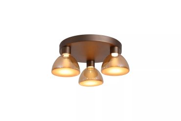 Searchlight Cannes - Plafonnier - Ø 47 x 17,1 cm - LED dimmable 21W incluse - brun café et ambre