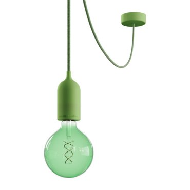 Creative Cables Eiva Pastel - suspension extérieure avec fixation plafond en silicone - Ø 12,5 x 514,5 cm - IP65 - vert tendre