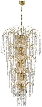 Searchlight Waterfall - lustre - Ø 58 x 264 cm - or et transparent