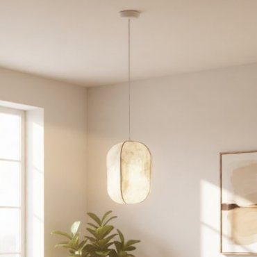 Nova Luce Pierida - lampe suspendue - Ø 30 x 210 cm - blanc sablé